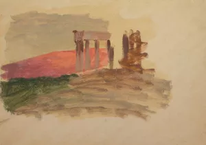 Rapid sketch of the Temple at Corinth by Frederic Edwin Church Oil Painting