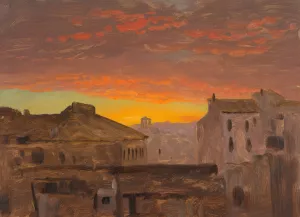 Rome, Rooftops at Sunset by Frederic Edwin Church Oil Painting