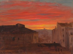 Rooftops at Sunset from the Pincio, Rome by Frederic Edwin Church Oil Painting