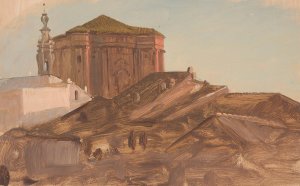 Rooftops near Sant' Andrea delle Fratte from the Pincio, Rome by Frederic Edwin Church Oil Painting