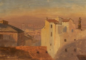 Rooftops, Rome, Italy by Frederic Edwin Church Oil Painting