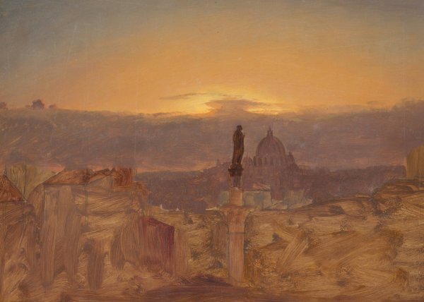 St. Peter's Basilica from the Pincio, Rome  by Frederic Edwin Church - Hand-Painted Oil Painting Reproduction