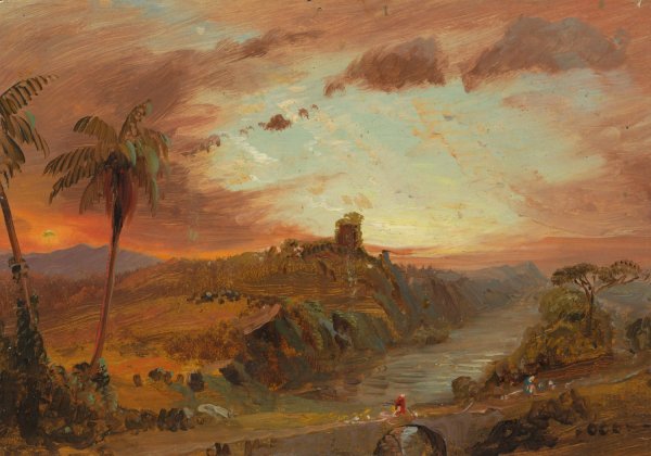 Study for 'Imaginary S. American Landscape' by Frederic Edwin Church - Hand-Painted Oil Painting Reproduction
