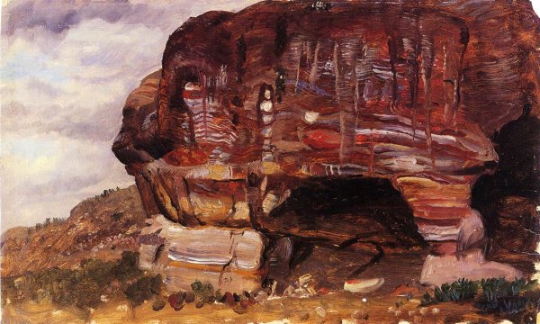 Study of Zoomorphic Rock, Petra by Frederic Edwin Church - Hand-Painted Oil Painting Reproduction