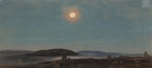 Sun or Moon Rising over Porcupine Islands, Bar Harbor by Frederic Edwin Church Oil Painting