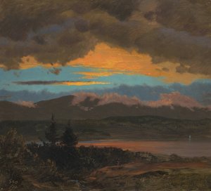 Sunset across the Hudson Valley, New York by Frederic Edwin Church Oil Painting