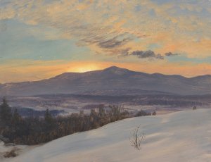 Sunset Across the Hudson Valley, Winter by Frederic Edwin Church Oil Painting