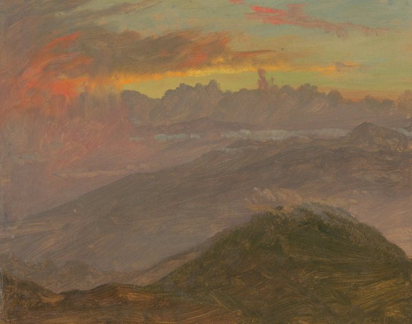 Sunset and Mountains  by Frederic Edwin Church - Hand-Painted Oil Painting Reproduction