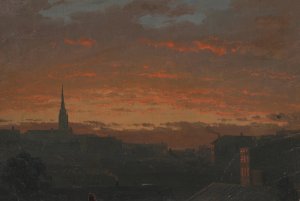 Sunset at Hudson, New York by Frederic Edwin Church Oil Painting