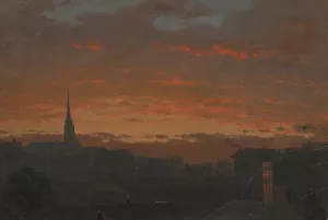 Sunset at Hudson, New York by Frederic Edwin Church Oil Painting