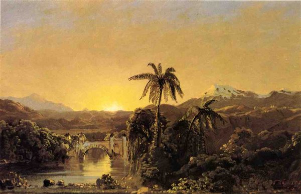 Sunset in Ecuador by Frederic Edwin Church - Hand-Painted Oil Painting Reproduction