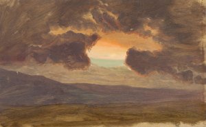 Sunset over Bare Hills by Frederic Edwin Church Oil Painting