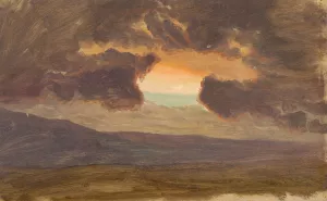 Sunset over Bare Hills by Frederic Edwin Church Oil Painting