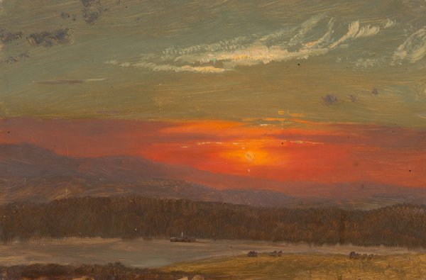 Sunset over the Catskills  by Frederic Edwin Church - Hand-Painted Oil Painting Reproduction