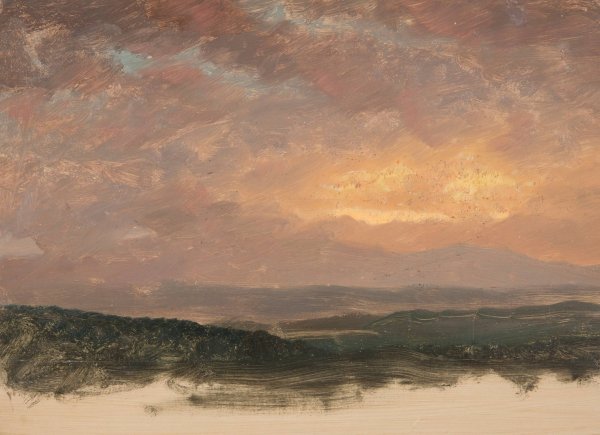 Sunset over the Catskills  by Frederic Edwin Church - Hand-Painted Oil Painting Reproduction