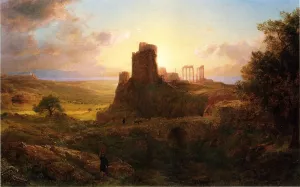 The Ruins at Sunion, Greece by Frederic Edwin Church - Oil Painting Reproduction