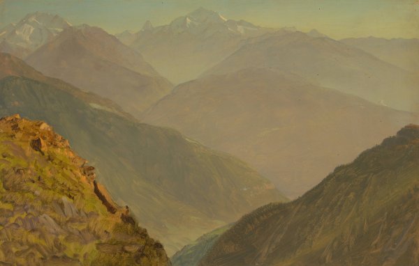 The Watzmann and Goell, near Berchtesgeden  by Frederic Edwin Church - Hand-Painted Oil Painting Reproduction