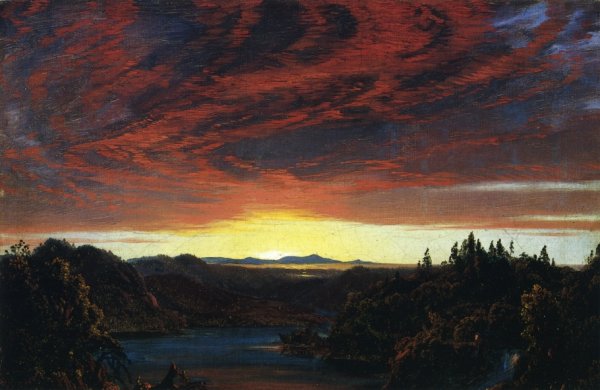 Twilight, a Sketch by Frederic Edwin Church - Hand-Painted Oil Painting Reproduction