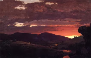 Twilight, 'Short arbiter 'twixt day and night' by Frederic Edwin Church - Oil Painting Reproduction