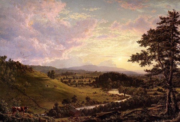 View Near Stockbridge, Mass by Frederic Edwin Church - Hand-Painted Oil Painting Reproduction