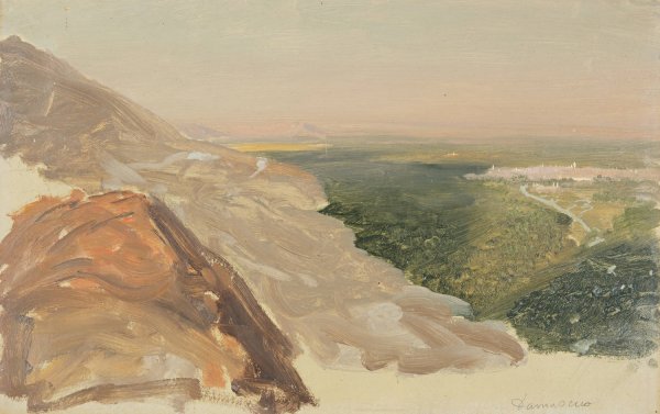 View of a Plain with Damascus, Syria, from the Mountains by Frederic Edwin Church - Hand-Painted Oil Painting Reproduction