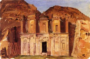 View of Ed Deir, Petra, Jordan by Frederic Edwin Church - Oil Painting Reproduction