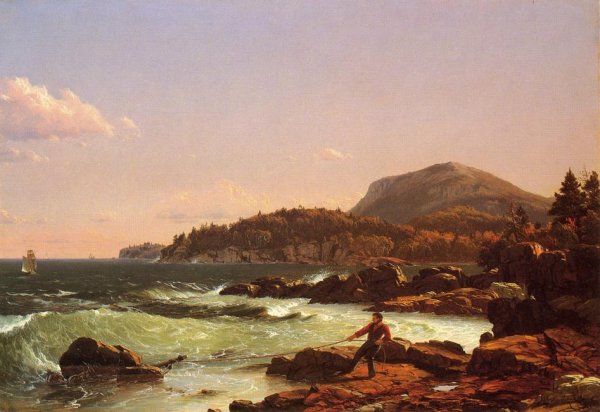View of Newport Mountain, Mount Desert by Frederic Edwin Church - Hand-Painted Oil Painting Reproduction