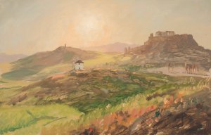 View of the Acropolis, Athens by Frederic Edwin Church Oil Painting