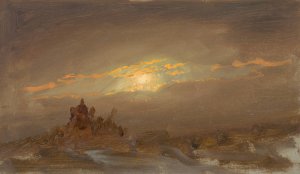 Winter Landscape at Moonlight by Frederic Edwin Church Oil Painting