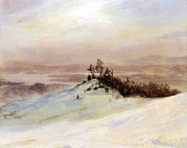 Winter on the Hudson River Near Catskill, New York by Frederic Edwin Church - Hand-Painted Oil Painting Reproduction
