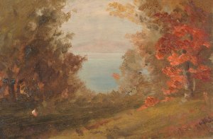 Woodland Scene in Autumn by Frederic Edwin Church Oil Painting