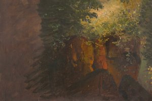 Woodland Scene with Rocks by Frederic Edwin Church Oil Painting