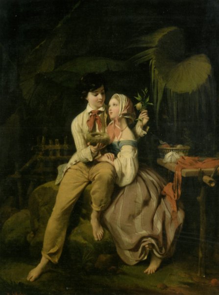 Paul and Virginia by Frederic Henri Schopin - Hand-Painted Oil Painting Reproduction