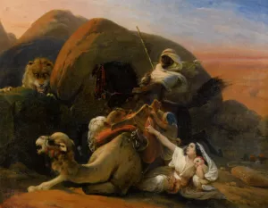 Surprising an Arab Family by Frederic Henri Schopin Oil Painting