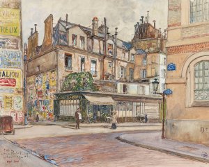 Angle rue Mabillon et rue Clement, en 1907. 5eme et 6eme arrondissements by Frederic Houbron Oil Painting