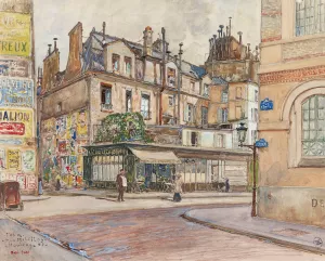 Angle rue Mabillon et rue Clement, en 1907. 5eme et 6eme arrondissements Oil painting by Frederic Houbron