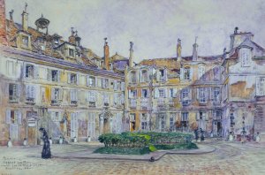 Cour interieure de l'Abbaye-aux-Bois, 16 rue de Sevres, en 1906. 7eme arrondissement by Frederic Houbron Oil Painting