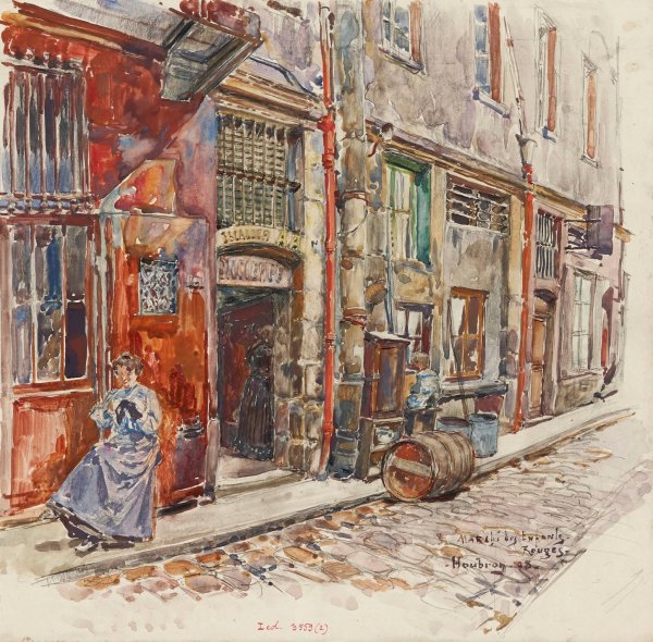 Main Product Photo of Entree escalier A du Marche des Enfants-Rouges, en 1908. 3eme arrondissement  Painting by Frederic Houbron