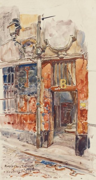 Main Product Photo of Entree escalier B du Marche des Enfants-Rouges, en 1907. 3eme arrondissement  Painting by Frederic Houbron