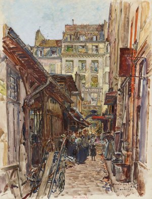 Interieur du Marche des Enfants-Rouges, en 1907. 3eme arrondissement by Frederic Houbron Oil Painting