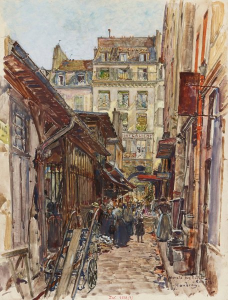 Main Product Photo of Interieur du Marche des Enfants-Rouges, en 1907. 3eme arrondissement  Painting by Frederic Houbron
