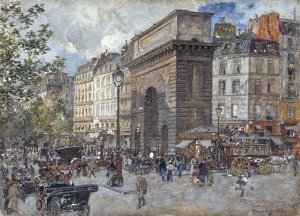 La porte Saint-Martin by Frederic Houbron Oil Painting