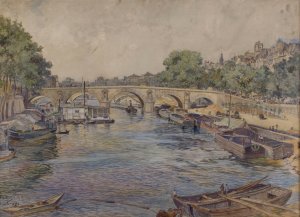 La Seine au pont-Marie, en 1899. 1er arrondissement by Frederic Houbron Oil Painting