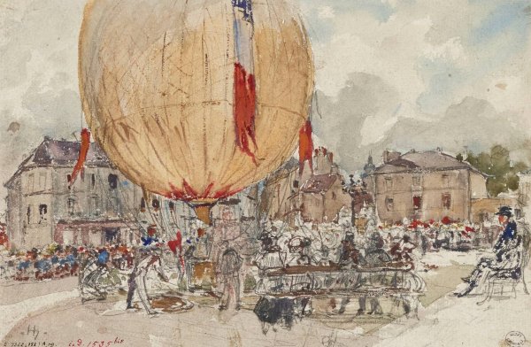Main Product Photo of Lancement d'une montgolfiere  Painting by Frederic Houbron
