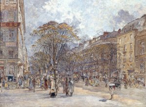 Le boulevard des Italiens, aspect du matin by Frederic Houbron Oil Painting