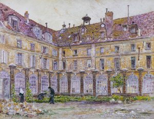 Le cloitre de l'Abbaye-aux-Bois, rue de Sevres by Frederic Houbron Oil Painting