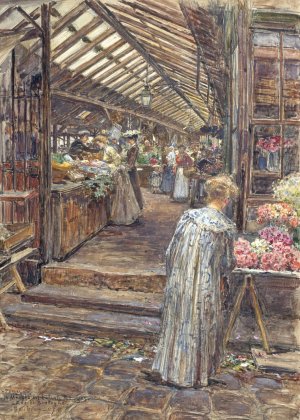 Le Marche des Enfants-Rouges, rue de Bretagne by Frederic Houbron Oil Painting