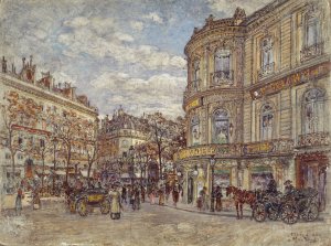 Le Pavillon de Hanovre, rue Louis-le-Grand by Frederic Houbron Oil Painting