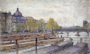 Le quai Conti et le pont des Arts by Frederic Houbron Oil Painting