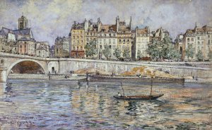Le quai de l'Hotel-de-Ville et le pont Louis-Philippe by Frederic Houbron Oil Painting